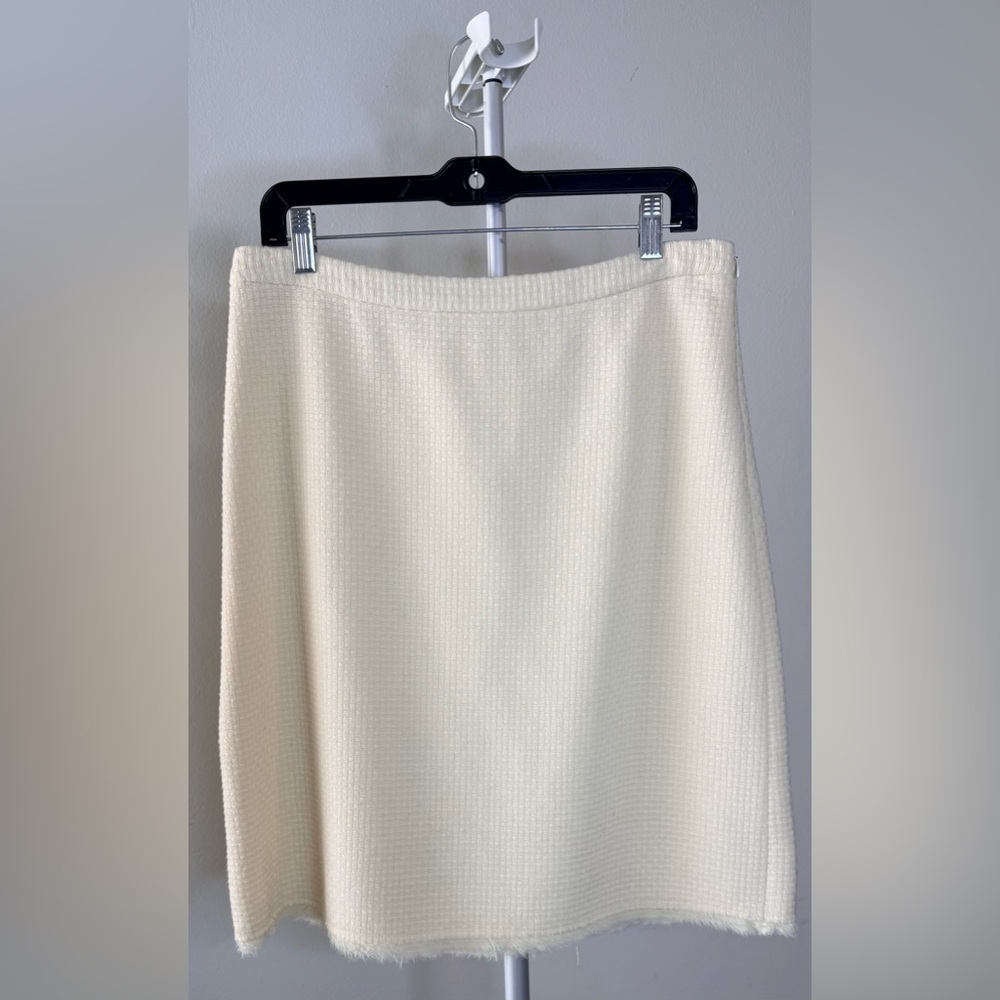 Vintage Banana Republic white wool midi waffle knit preppy classic skirt 8 EUC